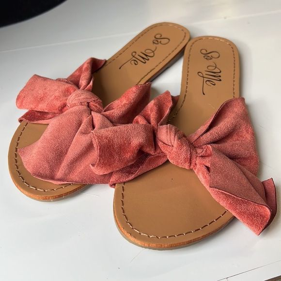 Mauve/Pink Bow Sandals - Picture 2 of 4